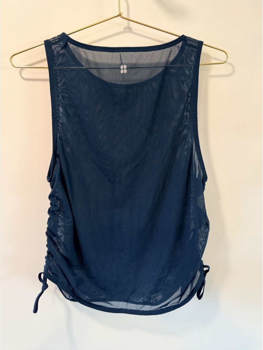 Sweaty Betty Twist Mesh Vest Navy Ruched Workout Tank Top Medium